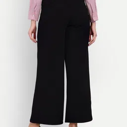 broadstar Women Loose Fit Black Viscose Rayon Trousers image 3