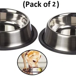 breedo Dog Bowl (Pack of 2) Super Premium Anti Skid Scratch Proof Bowl Round (750 ml) Steel Pet Bowl-picture-10