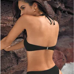 verma creation Solid Women Bikini Black Swimsuit image 2