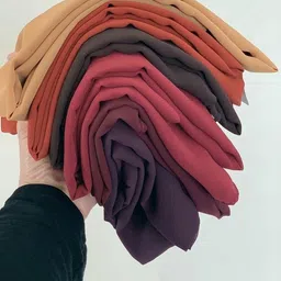 hijabcurl Solid Georgette, Chiffon Women Multicolor Scarf, Stole-picture-16
