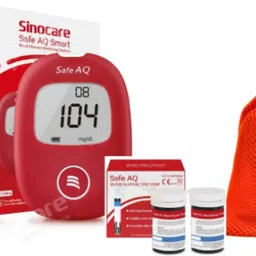 Sinocare Safe AQ Smart Glucometer with 50 Strips with Carry Pouch || Glucometer-image-3
