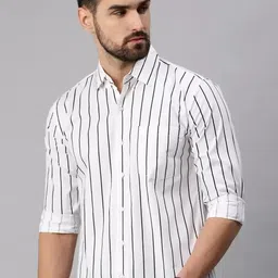 rodeiz Men Slim Fit Striped Spread Collar Casual Shirt-picture-19