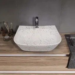 inletcera Table Top & Wall Mount Ceramic Wash Basin(03) (16*12*5)(DD2-03) Wall Hung Basin image 2