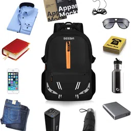 seeba Large 37 L Laptop Backpack Water Rasistant Fabric Zipper unisex School Bag with reflective strip image 3