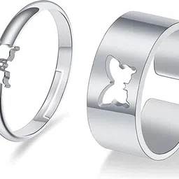 viibesle stainless Steel Wedding Style Rings For Lovers, Couples, Husband Wife Stainless Steel Rhodium Plated Ring Set-picture-10