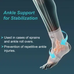 tynor Ankle Support (Neo), Grey, Universal Size, 1 Unit Ankle Support image 2
