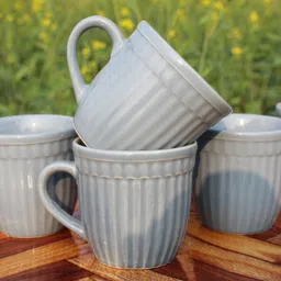 laghima jadon Pack of 6 Ceramic Cup Tea/Coffee Plain Slate Line U Shape Cups Beautiful Latest Design 130ML image 4
