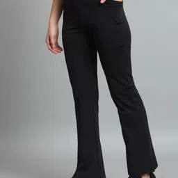 color capital Women Solid Black Track Pants image 3