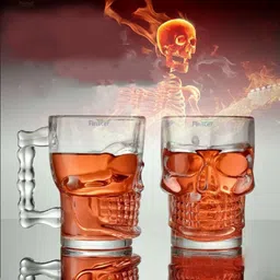 vastarpara (Pack of 2) house (Pack of 2) Skull Beer Mug 540ML for Your Home Bar|Large Glass Beer Mug for Party|crystal glass Glass Set (540 ml, Glass) Glass Water/Juice Glass-picture-21
