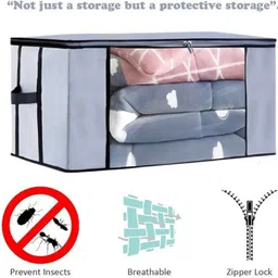 Ansarii Wardrobe Organizer Storage Bag With Zipper And Side Handles (Grey ,Pack-2) Polyester Laundry Bag image 4