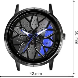 realbuff NAYABE Spinner Watch | Rotating Gyro Watch | Blue & Black Analog Watch Analog Watch - For Men Spinning car wheel rotating gyro blue & balck watch image 5