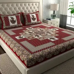 rajasthani traditional Cotton Double Flat 300 TC Striped Bedsheet-picture-29