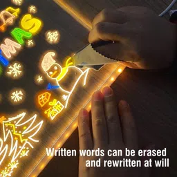 kd sapra 3D Acrylic Writing Board with 12 Pen,LED Rewritable Acrylic Message Board Night Lamp image 3