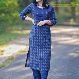 anushka creation Women Khadi Cotton Kurta Pant Set image 2