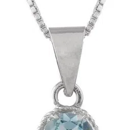 Femme Jam 925 Sterling Silver Natural Blue Topaz Gemstone Pendant & Chain for Women & Girl Topaz White Gold Pendant-picture-28