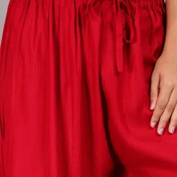 crazetrend Women Flared Red Viscose Rayon Trousers image 4