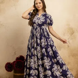 purshottam wala Printed Viscose Rayon Stitched Anarkali Gown image 3