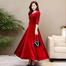 kalki fashion Women A-line Red Maxi/Full Length Dress image 1