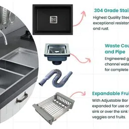 happy homes 24x18x10 BLACK TAPHOLE Vessel Sink image 2