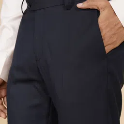 arrow Men Tapered Dark Blue Polyester Trousers image 5