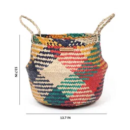 habereindia Multicolor Fibre Plant Basket- Large image 2