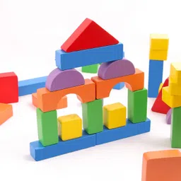 opa toys Wooden Basic Shapes Building Blocks Set for Kids, (36 Pieces)- Multicolours image 3