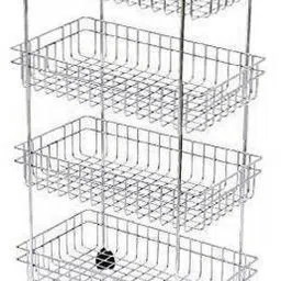 hetvi trend 4 Tier Kitchen Storage Organiser Rack Holder with Wheels(4 Layer, White) Steel Kitchen Trolley-picture-12