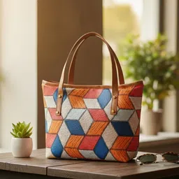 gonoco Multicolor Women Shoulder Bag Women Stylish Multicolor Handbag Geometric Trendy Girls Handbags Tote Bag-picture-44