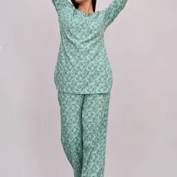 miss rekha Women Night Suit Set Green Printed-picture-22