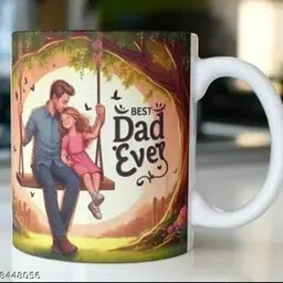 manorath Best Dad Ever Ceramic Printed Coffee Design, Durable & Microwave Safe Ceramic Coffee Mug image 1