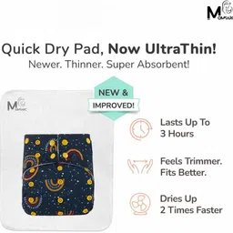 momsarc Ultra-Thin 4-Layer Printed Cotton Cloth Nappy+1 Insert Pads for Babies, 1 pcs image 3