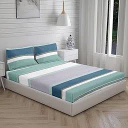 decor2admire Cotton Queen Fitted (Elastic) 300 TC Printed Bedsheet-picture-17