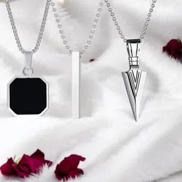 agarwaproduct silver square // errow head // silver bar pendnat // Combo of 3 pendant Brass-picture-48
