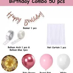 pbbs Solid Burgundy Pink Balloons girl birthday decoration kit with Light Balloon image 2