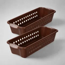 kuber industries Plastic Storage Basket for Kitchen-Vegetables-Stationery|JAWA-1|Small|Pack of 2|Brown Storage Basket-picture-18
