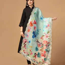 sixsigma Organza Printed Multicolor Women Dupatta image 2
