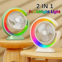 Litanika Portable Tabel Fan, Desk Fan, Cooling Spray Fan - Multicolored Light, Gaming Fan Rechargable USB Fan, USB Air Cooler image 4