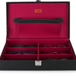 ledo Sunglasses Case in Black Color with 6 Slots for Sunglasses Black & Cherry Color Watch Box-picture-10