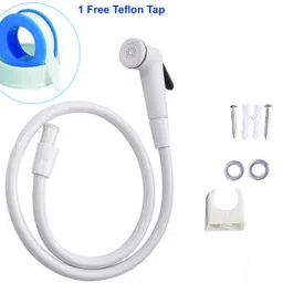 poio 2Pcs ABS Health Faucet | Jet Spray for Toilet | PVC 1.0 Meter Flexible Hose Pipe Faucet Set+ Free Teflon Tape HealthFaucet image 2