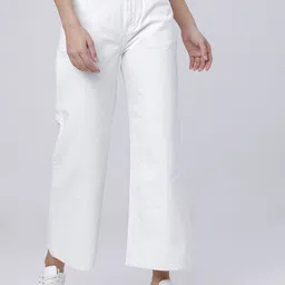 tokyo talkies Women Flared Mid Rise White Jeans-picture-15