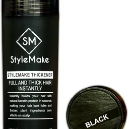 stylemake Hair Building Fiber Instant Fuller Hair Thickener Black Men, Women Stays Hair Building Fiber Hair Volumizer Hair Building Fibers - Black image 1