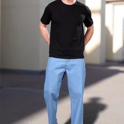 zaysh Men Loose Fit Mid Rise Light Blue Jeans image 5