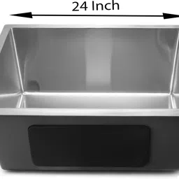 migsa 24"x18"x10" Single Bowl SS 304 Grade Handmade Kitchen Sink Rectangular Coupling 24"x18"x10" Single Bowl SS 304 Grade Handmade Kitchen Sink Rectangular Coupling Vessel Sink image 3