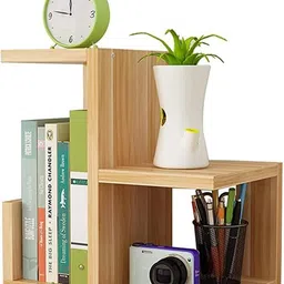 Uniaart Simple Small Bookshelf Office Desk Shelf Engineered Wood Open Book Shelf image 1
