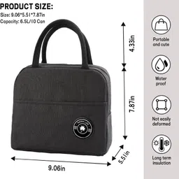 zampeq Insulated Lunch /Travel Bag/for Office, Students, Outdoor, Washable and Reusable Waterproof Lunch Bag image 2