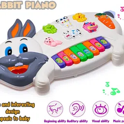 nowbloom Plastic Musical Rabbit Piano Toy with Flashing Light and Music for Kids image 2
