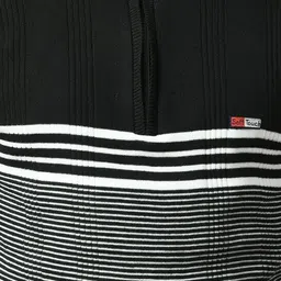 woolcraft Men Striped Round Neck Black Sweater image 3