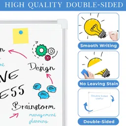 eduway Magnetic 30x40 Cms Double Sided White Board with 1 Magnetic Marker & 2 Magnet Buttons Dual Side Useable Board Aluminium Frame for Use in Schools, Home, Office Whiteboards image 3