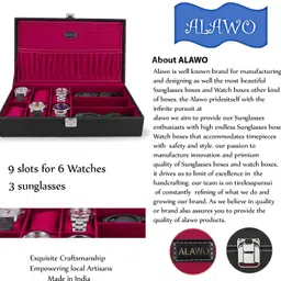 alawo Watch Box & Sunglasses Case with 6 Slots for Watches & 3 Slots of Sunglasses Watch Box image 5