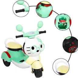 tiddy 3 Wheel Hello Kitty Battery Operated Rechargeable Ride On Scooter Green Yellow HoverBoard Scooter image 3